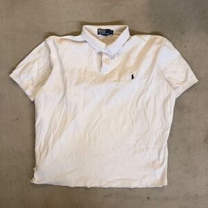 Polo Ralph Lauren Polo Shirt Mens XL White Good Short Sleeve Cotton Pique Logo